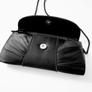 Black satin evening bag